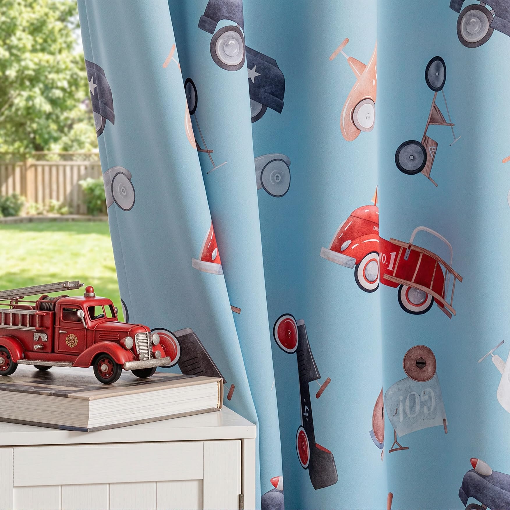 MYSKY HOME Blue Blackout Curtains 63 Inch Long for Boys Kids Room 2 Panels