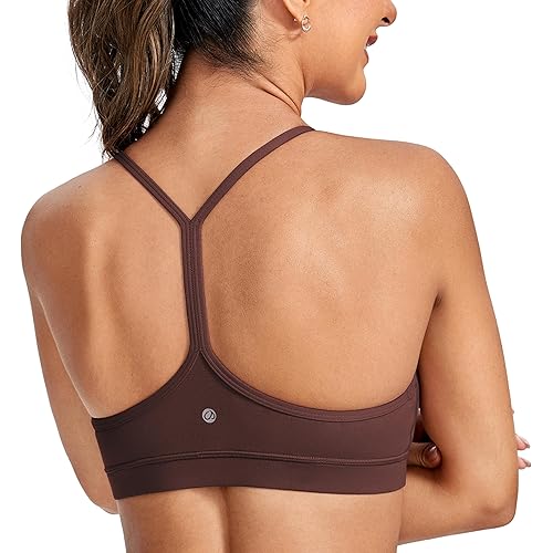 CRZ YOGA Butterluxe Womens Y Back Sports Bra - Padded Racerback Low Impact Spaghetti Thin Strap Workout Yoga Top