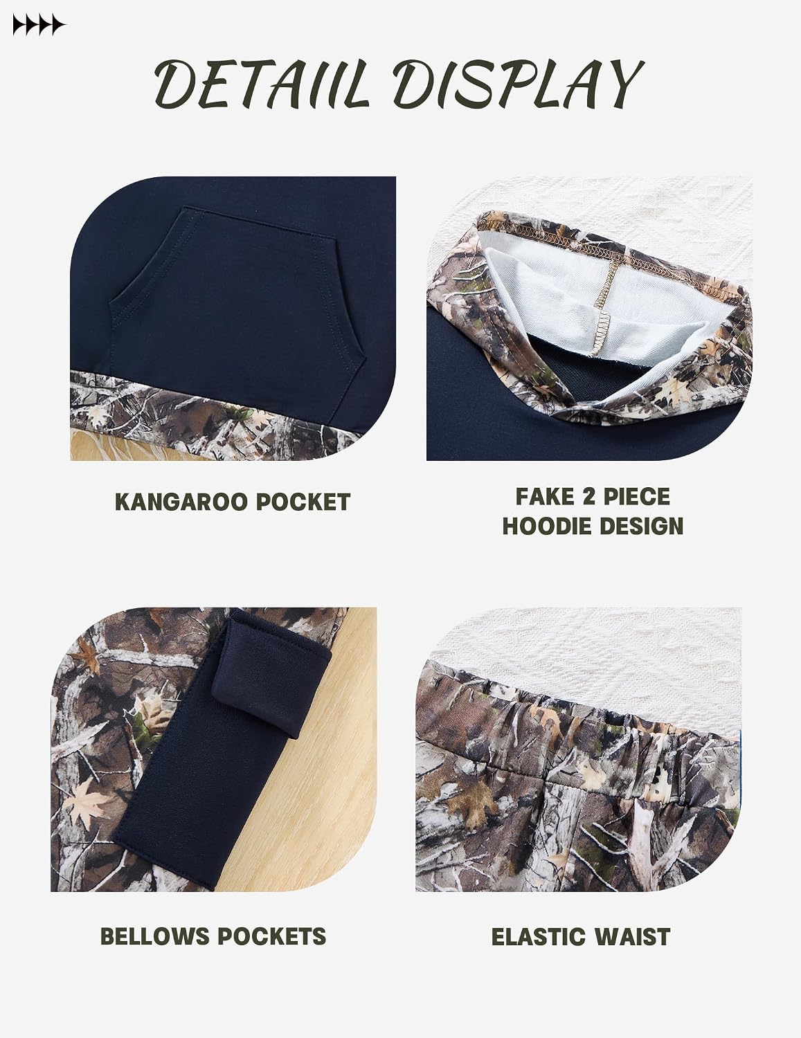 Boys Camo Hoodies Cargo Pants Set 2026 Kids Fashion Outfit