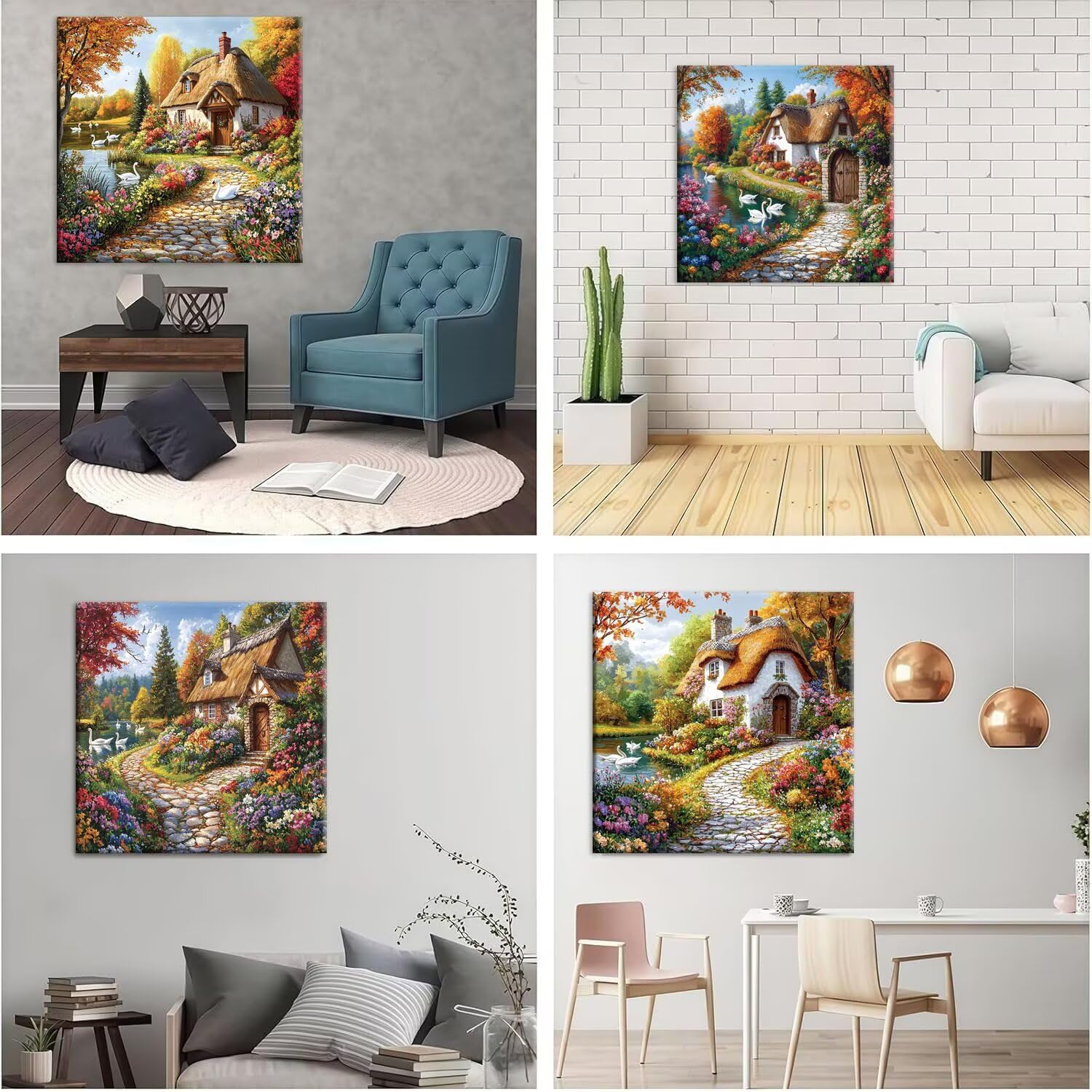 QIANLUOO Bosque de cabañas 5D Kits de Pintura de Diamantes 50x50cm G-851