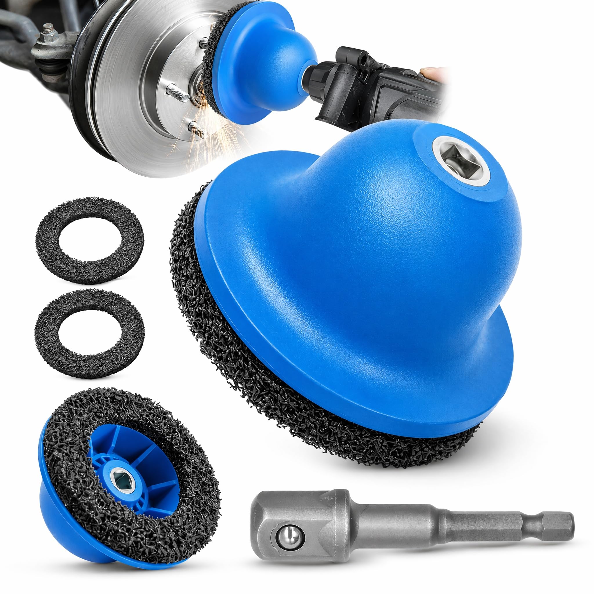 4-Teiliges Radnabenschleifer Auto: Radnabenschleifer Innen-ø 90mm Außen-ø 150mm 2 Stück Schleifrad mit 1/2 Zoll Vierkantantrieb Für Autowerkstätten & DIY Enthusiasten zum Reinigen von Radnaben
