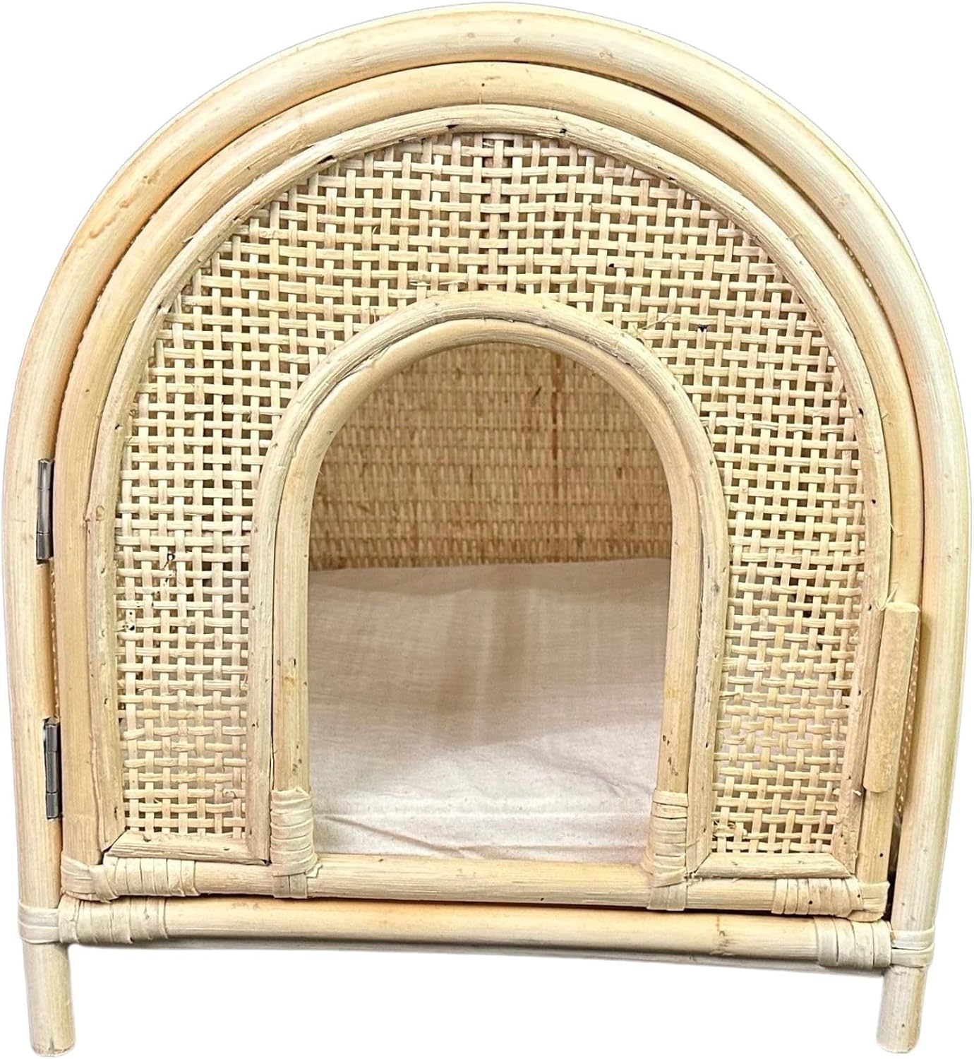 14” x 16” x 15” Handmade 100% Natural Rattan Pet House for Cats & Small Dogs, Indoor Cat Bed or Dog Bed Shelter, Stylish Eco-Friendly Woven Pet Furniture