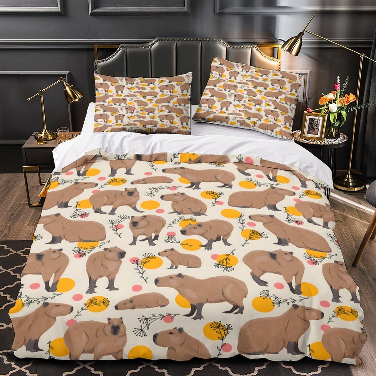 Housse de couette capybara hypoallergénique et super douce en microfibre