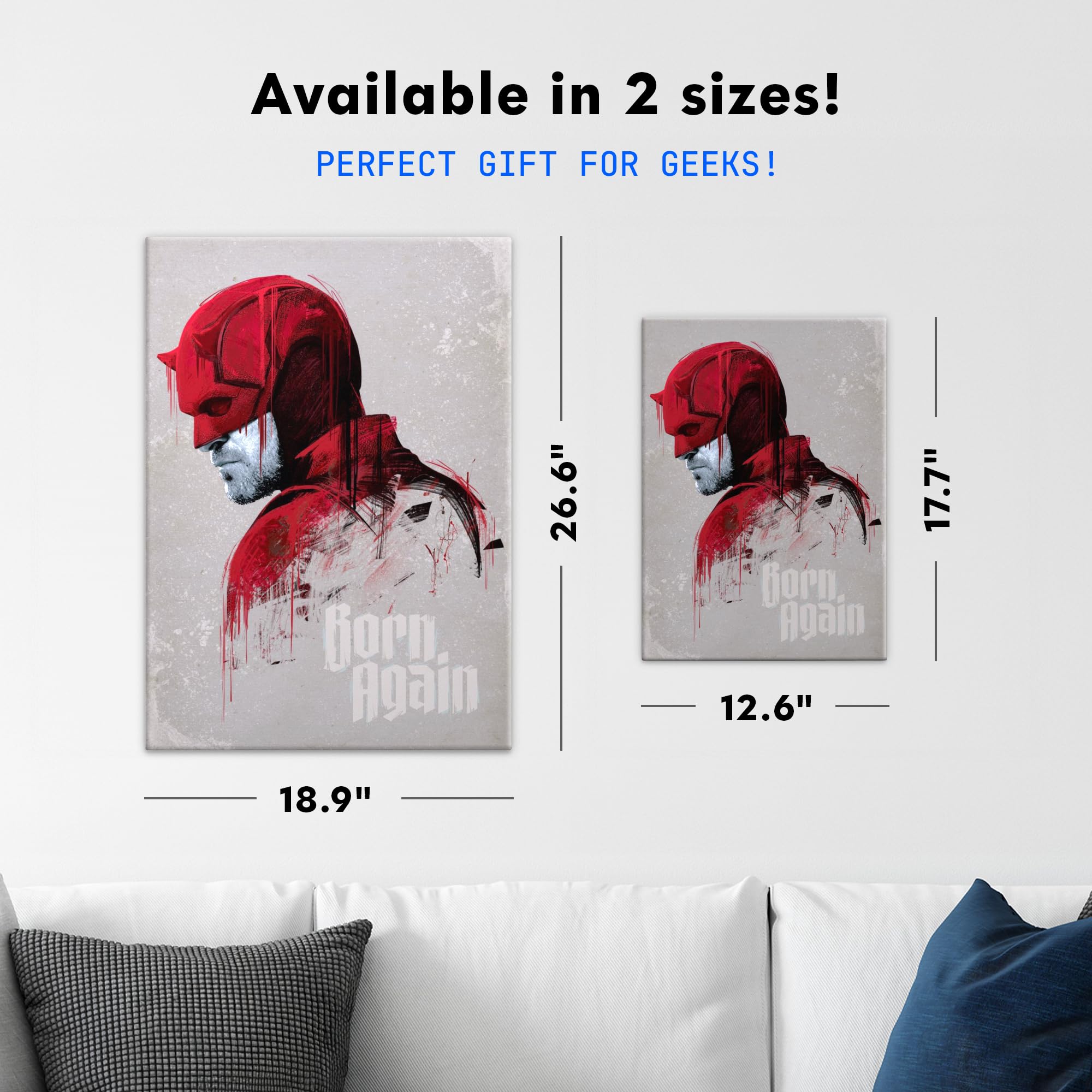 Displate Metall poster Marvel Sketch Daredevil Profile Größe M | Bild Plakate für Schlafzimmer Dekor, Geschenke. Magnetische Befestigung Wandposter, Wanddeko. Metall Wandkunst.