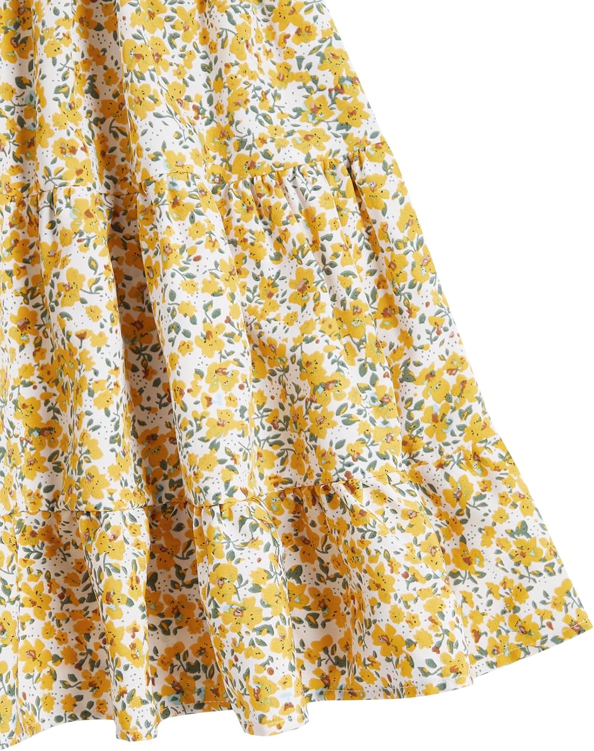 Floerns Girl's Floral Print Sleeveless Ruched Ruffle Hem A Line Cami Short Dress 12 Years Yellow White image 3 of 5 B0D1FLJYHB