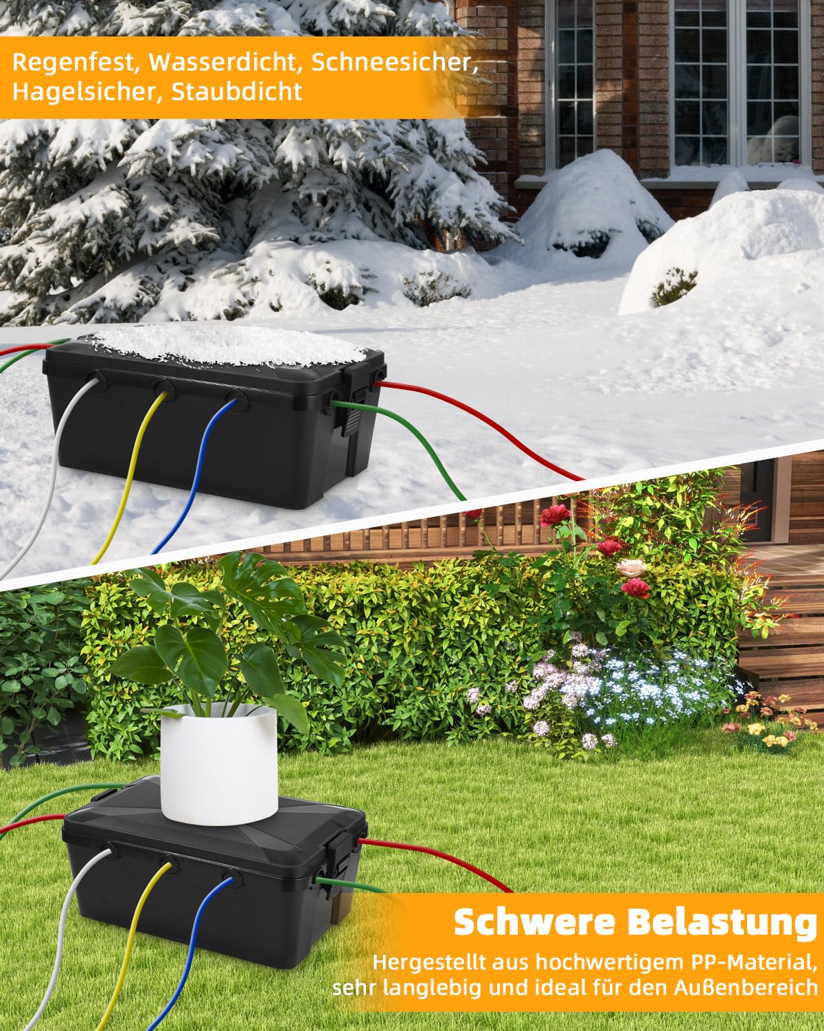 Boîte de Protection Étanche, IP54 Boîte électrique extra-large étanche étanche, 32 x 22 x 13, Prises Multiples, boitier etanche electrique exterieur, Boîte de Rangement Sécurisée Anti-Pluie, Poussière