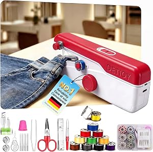 2026 Upgraded Handheld Sewing Machine 【Anti-Tangling・Tested 10000+】 Hand Sewing Machine 【2 Speeds & Handles Thick/Thin Fabrics】 Mini Sewing Machine for Beginners, with Sewing Kit for Adults, (Red)