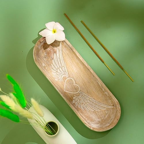 Miniatura 4 de UnitedPrime Soporte de incienso tallado a mano, quemador de incienso, colector de cenizas, bandeja de madera hecha a mano, regalo moderno para