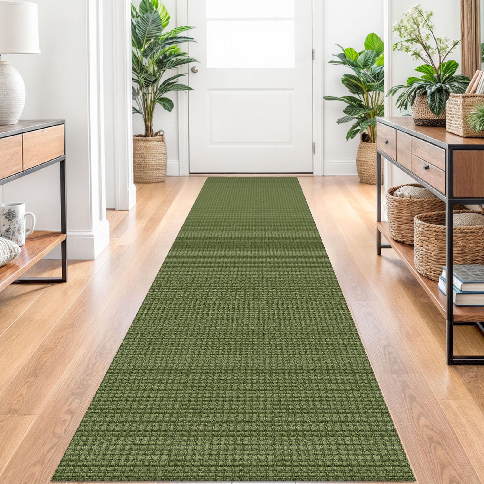 Ivissy Braided Runner Rug 2x10 Ft Washable Runners for Hallways Non Slip Rubber Backed Kitchen Runners Cotton Long Entryway Runner Indoor, Woven