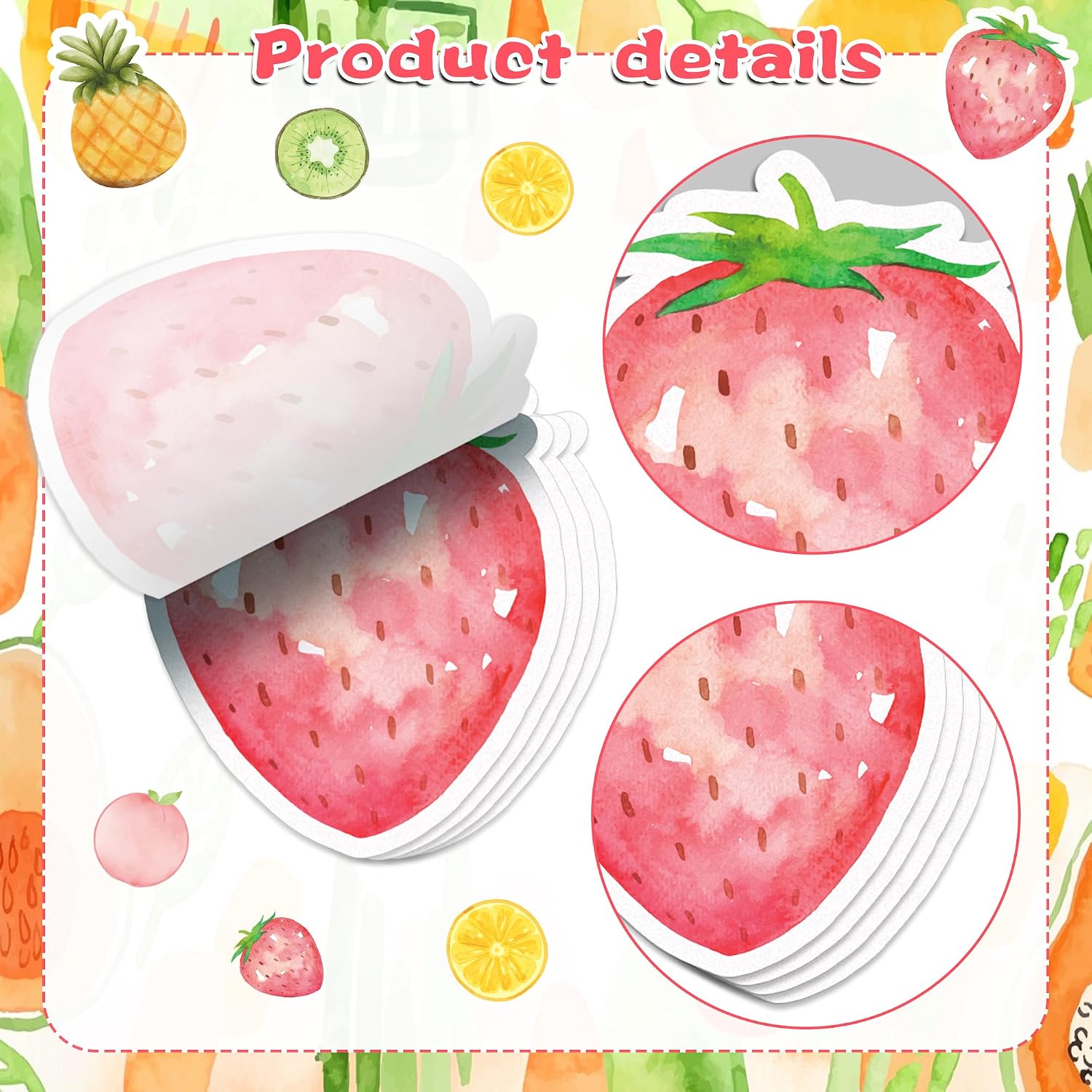 12 Packs Fruit Shaped Sticky Notes, 240 Sheets Watercolor Fruit Self Adhesive Memo Pads, 12 Cute Cartoon Fruit Designs Reminder Notepads for School Studying, Office Work Planning, Home Daily image 4