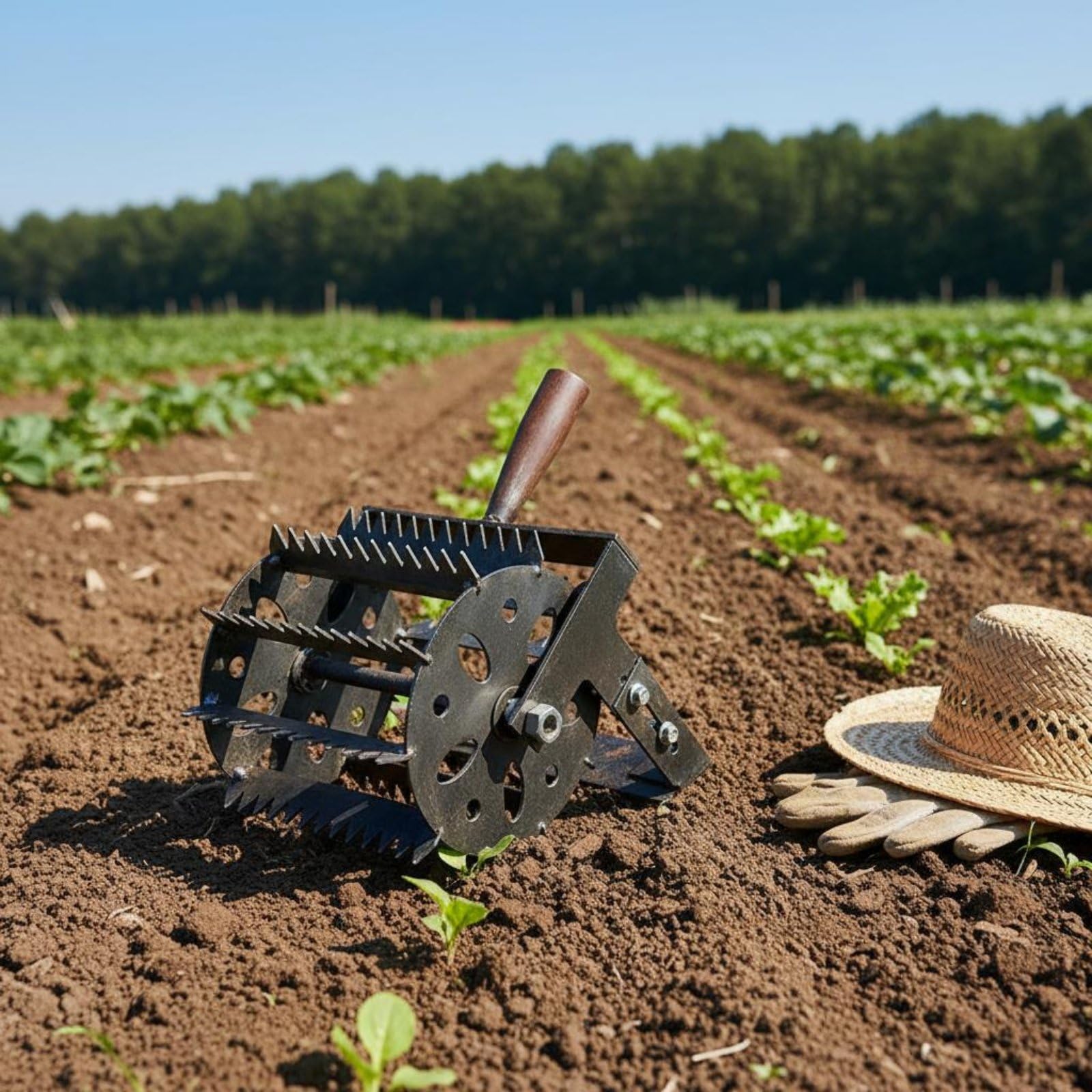 Roller Weeder Coltivatore Manuale Zappa da Giardino Attrezzo a Ruota in Acciaio Rimozione Erbacce con saving Adatto per Giardinaggio Mantenimento Letti di Fiori Cura Orto Uso su Sentieri