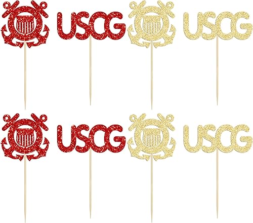 Miniatura 10 de 24 piezas de decoración para cupcakes con temática militar con purpurina para botas de campamento, decoración de cupcakes con temática azul marino,