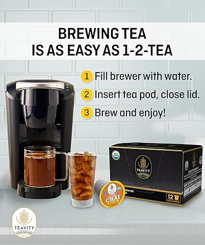 Miniatura 5 de Teavity - Cápsulas de té orgánico Earl Grey para Keurig, té negro sin dulce con cafeína para preparación de taza K (12 cápsulas de té)