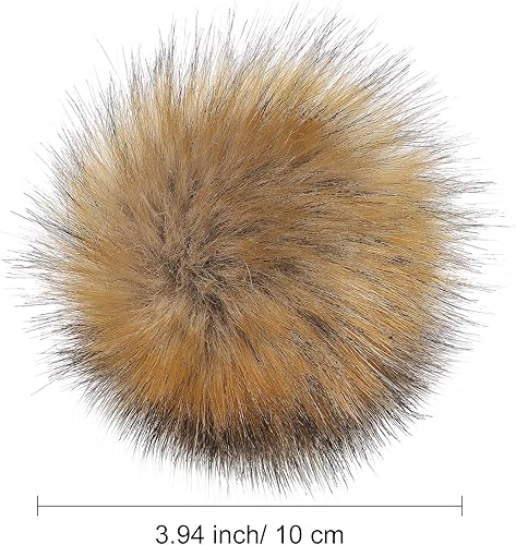 Miniatura 9 de Bemo 14 piezas de pelo de zorro sintético pompón pelota sombrero de pelo sintético pompón con botón de presión extraíble para tejer sombrero
