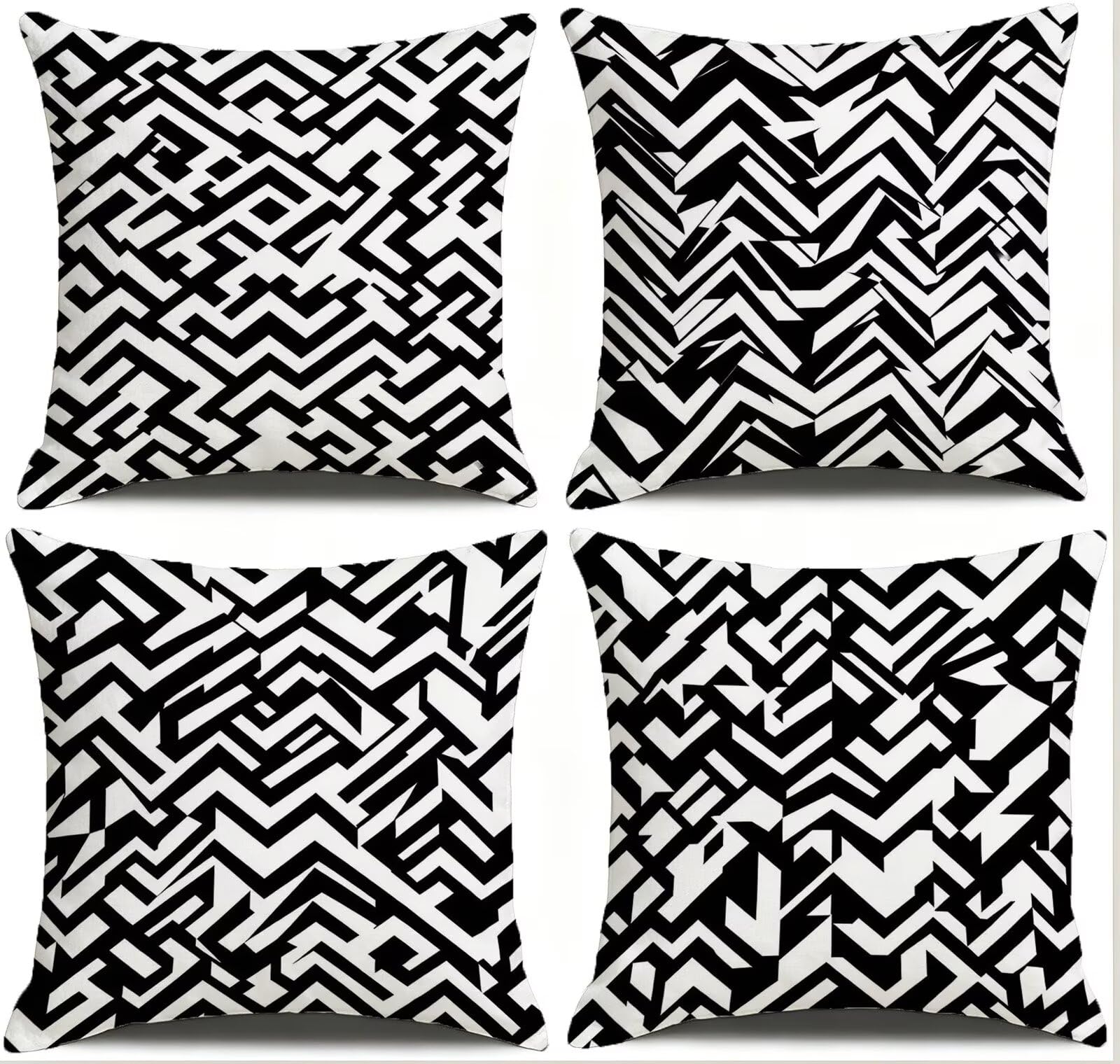Coussin Exterieur Impermeable Noir Et Blanc, Taie Oreiller 45x45, Cod-340