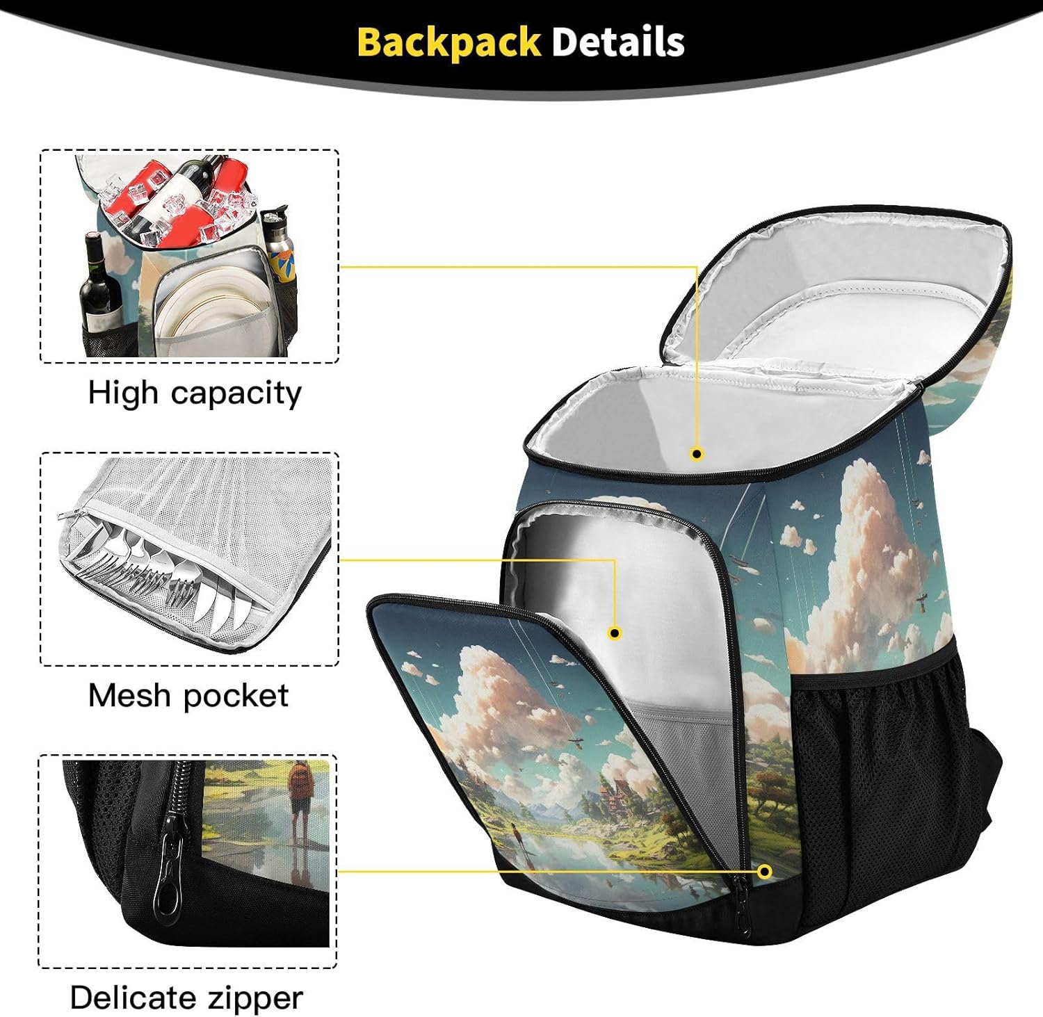 Nature Town Cooler Backpack 36 Cans Leakproof Waterproof Backpack Cooler Bag Beach Accessories Travel Camping Fishing Backpack for Women Men