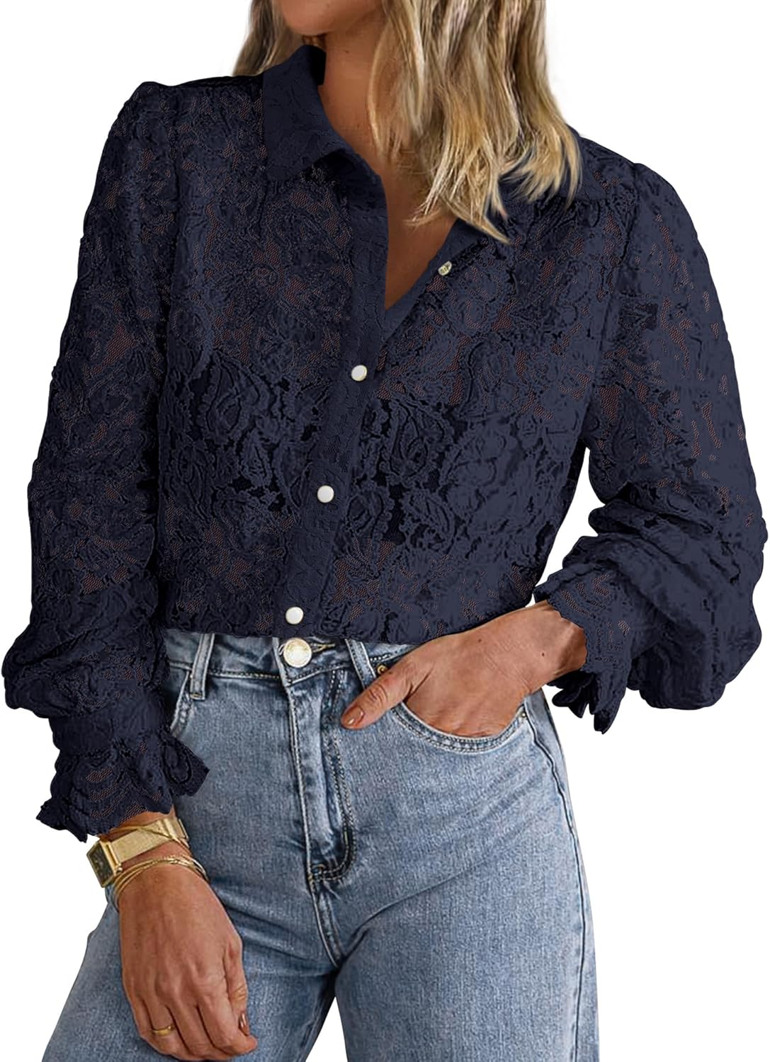BTFBM Long Sleeve Lace Blouses for Women 2025 Spring Dressy Casual Button Down Shirts Date Night Outfit Club Party Tops