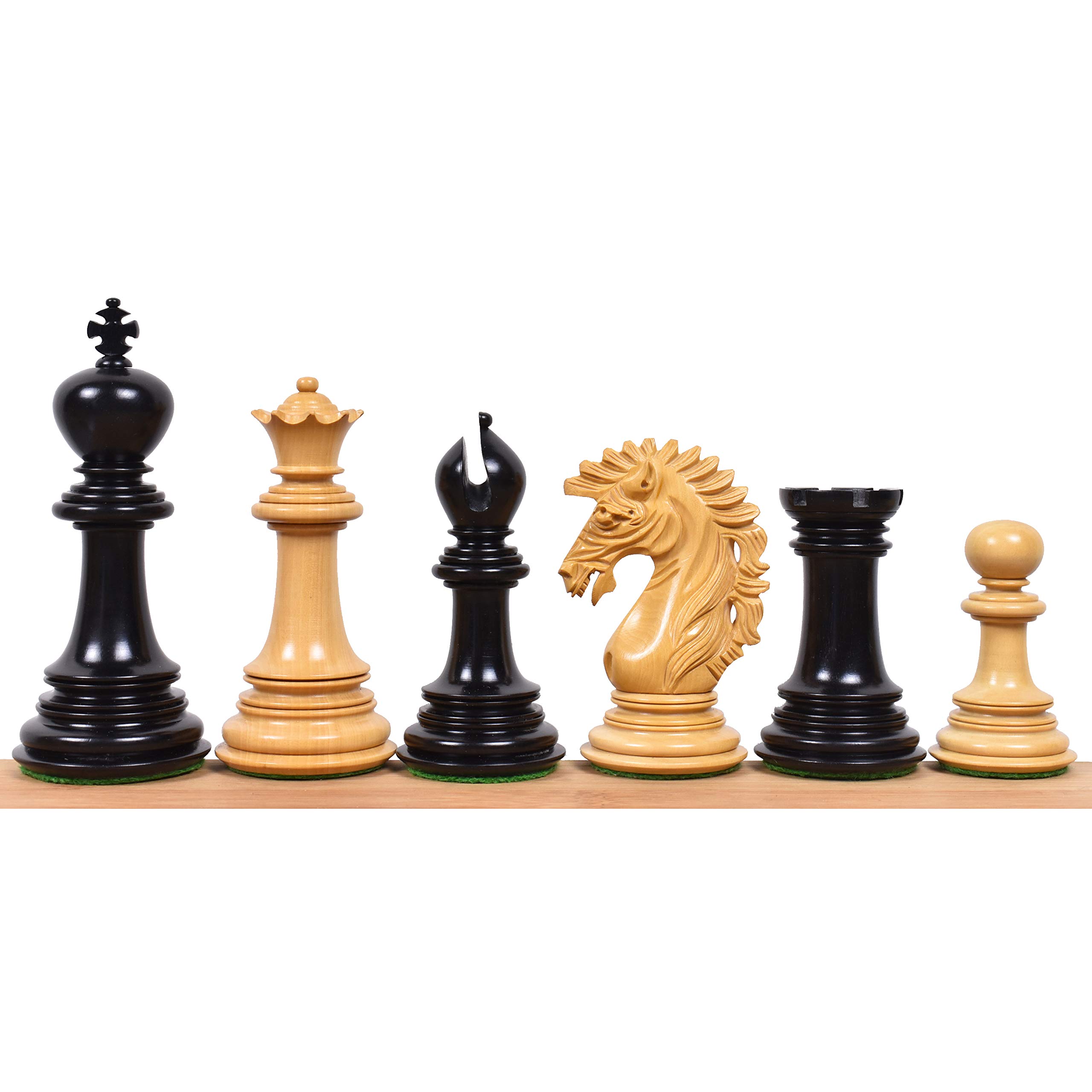 RoyalChessMall- 4.6" Mogul Staunton Luxury Chess Pieces Only Set -Triple Weighted Ebony Wood & Boxwood