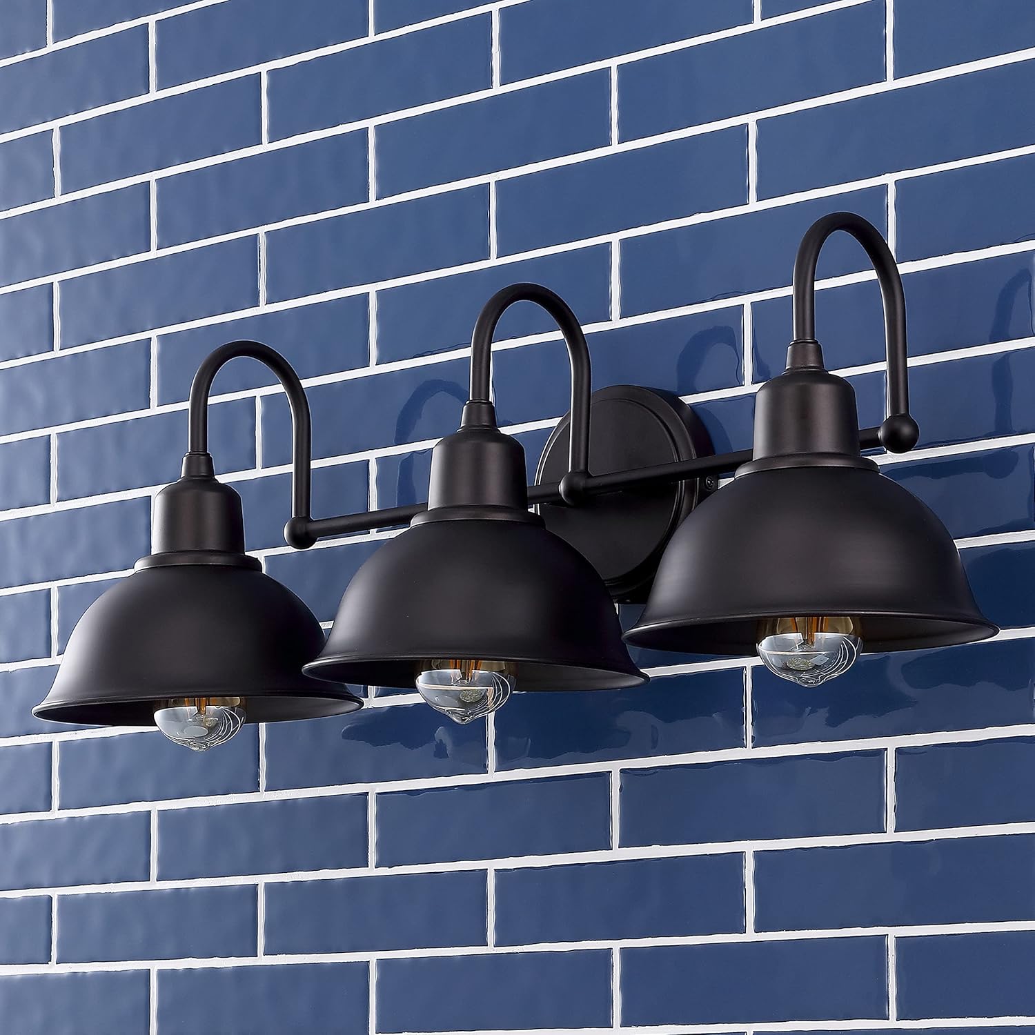 JONATHAN Y 27" Oil Rubbed Bronze Farmhouse Industrial 1-Light LED Vanity Wall Sconce for Bathroom Mirror Kitchen, Metal Shade, Dimmable Vintage Lighting, LED Bulb Included (JYL7483B)