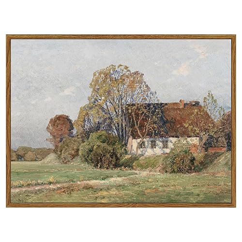 ARPEOTCY Vintage Farm Framed Wall Art, Farm Cottage Scenery Retro