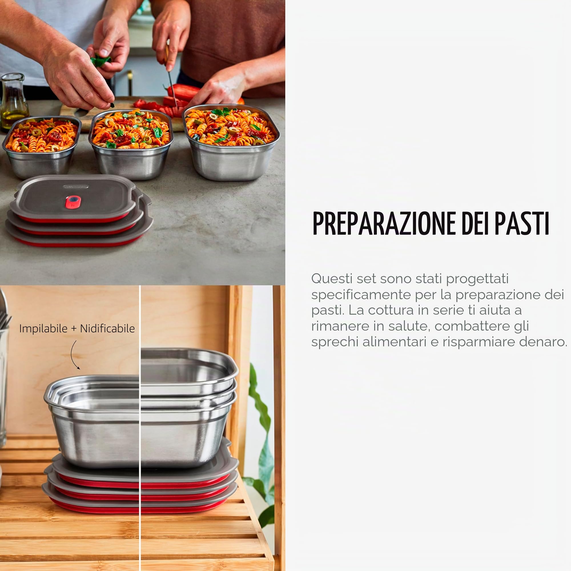 BLACK + BLUM - Lunch Box Set - Contenitore per il pranzo in acciaio inox adatto al microonde, senza plastica con chiusura ermetica, coperchio richiudibile - Adatto a microonde, lavastoviglie e forno -