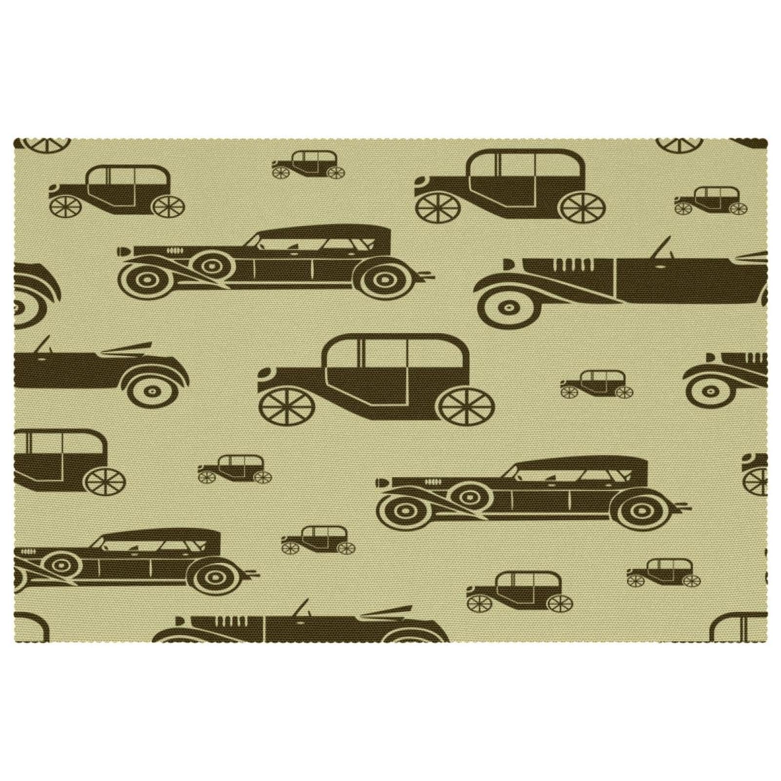 Set de table antidérapant voiture rétro (lot de 6, 30x45cm) résistant à la chaleur