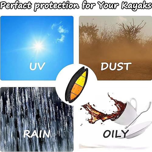 Miniatura 4 de Funda de kayak 420D impermeable, resistente a los rayos UV, para almacenamiento en interiores y exteriores, cubierta de almacenamiento de kayak,