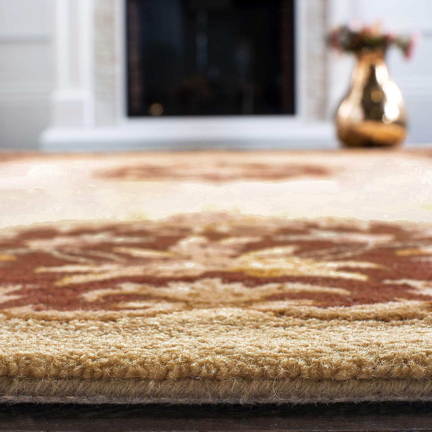 SAFAVIEH Bergama Collection 2' x 3' Ivory / Rust BRG166C Handmade French Country Premium Wool Accent Rug