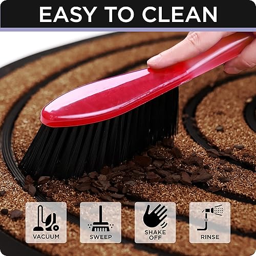 Miniatura 9 de Paquete de 2 tapetes para puerta para exteriores, extra duradero, a rayas, marrón, para exteriores (30 x 18) y medio redondo marrón (30 x 18)