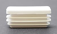Vista 3 de Tapa rectangular blanca de plástico de 1/2 x 1-1/2 pulgadas, tapón de acabado, tapa de extremo de tubo de tubo, universal para silla duradera (2)