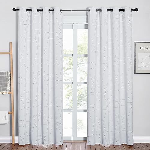 Miniatura 1 de NICETOWN Cortinas de oscurecimiento de habitación para sala de estar con aislamiento térmico y ojales, cortinas de oscurecimiento de habitación para