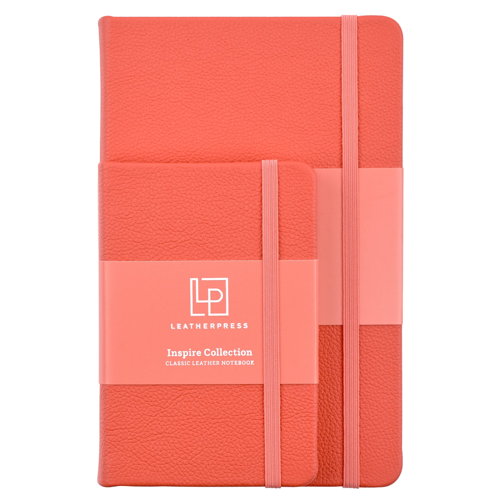 Leatherpress Leder-Notizbuch, Schreibtagebuch, Korallenrot