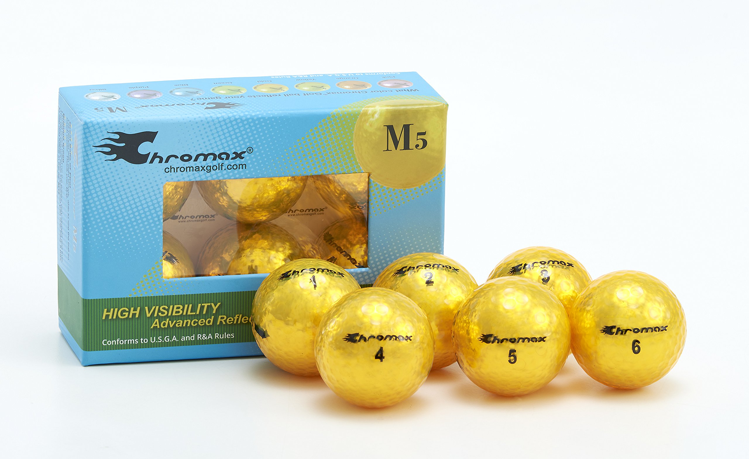 Best Impressions Chromax Metallic M5 Golf Balls - 6 Pack (Metallic Gold, Non-Personalised)