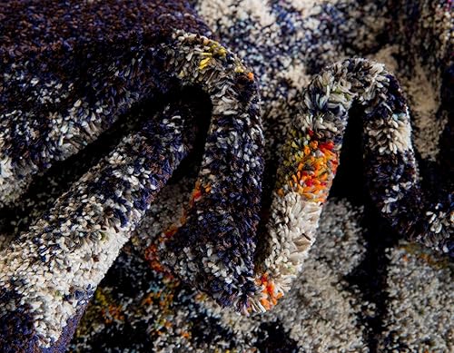 Miniatura 6 de Unique Loom Vita Collection - Alfombra tradicional saturada con medallones florales saturados y teñidos, 8 x 10 pies, azul marinomarfil