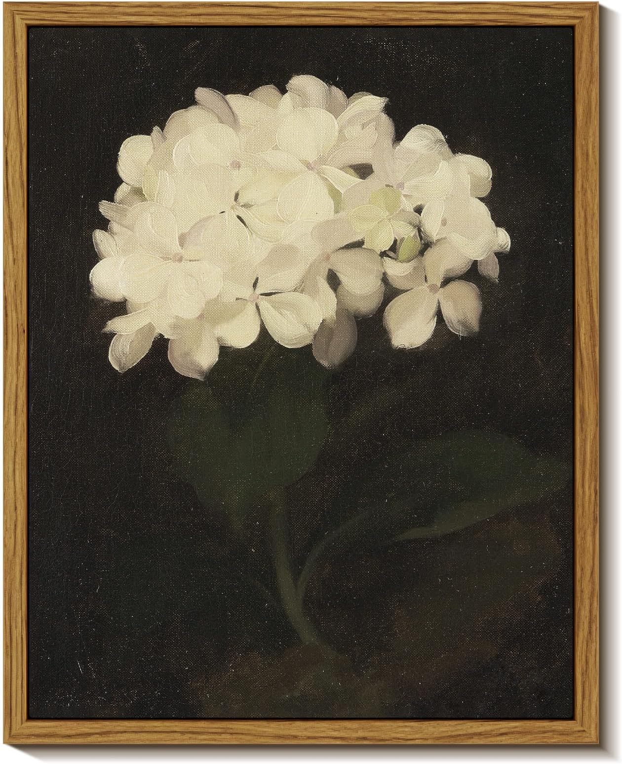 Framed Wall Art for Living Room - White Hydrangea Oil Painting Canvas Prints for Bedroom, Bathroom, Kitchen, Office Decor - 8x10in