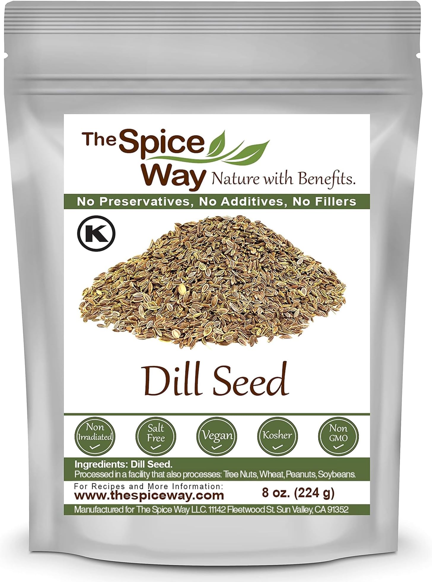 The Spice Way Dill Seed - Dill seeds for pickling, vegetables, pasta, salads and soups. 8 oz Dill Weed Seeds dill seasoning