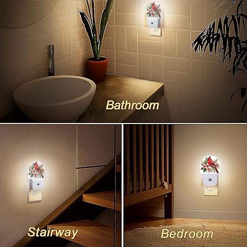 Miniatura 6 de Luz nocturna, luces nocturnas de pájaros cardenales rojos, enchufables a la pared para dormitorio, baño, cocina, pasillo, escaleras, pasillo,
