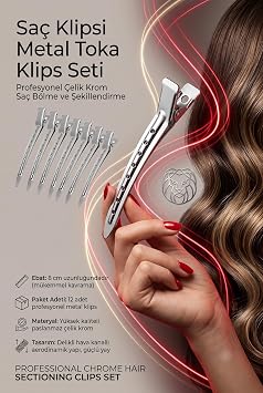 Transformacion Sa  Klipsi Metal Toka Profesyonel 8 cm Metal Sa  Klipsi 12li Set -  elik Krom Kaplama Kuaf r Tipi B lme ve  ekillendirme Tokas  - Dayan kl  Berber Seksiyon Klipsi 718288