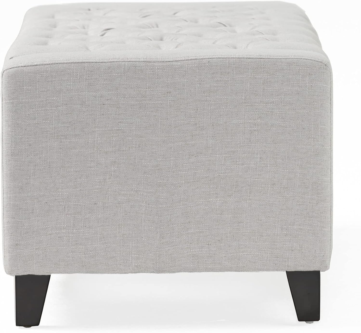 Light Gray Tufted Fabric Storage Ottoman Bench