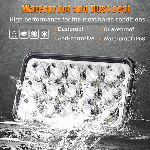 Miniatura 2 de 4x6 luces LED 2 piezas 45W luces LED rectangulares H4651 H4652 H4656 H6545 Compatible con Peterbilt KW Kenworth Freightliner Chevy Oldsmobile Cutlass