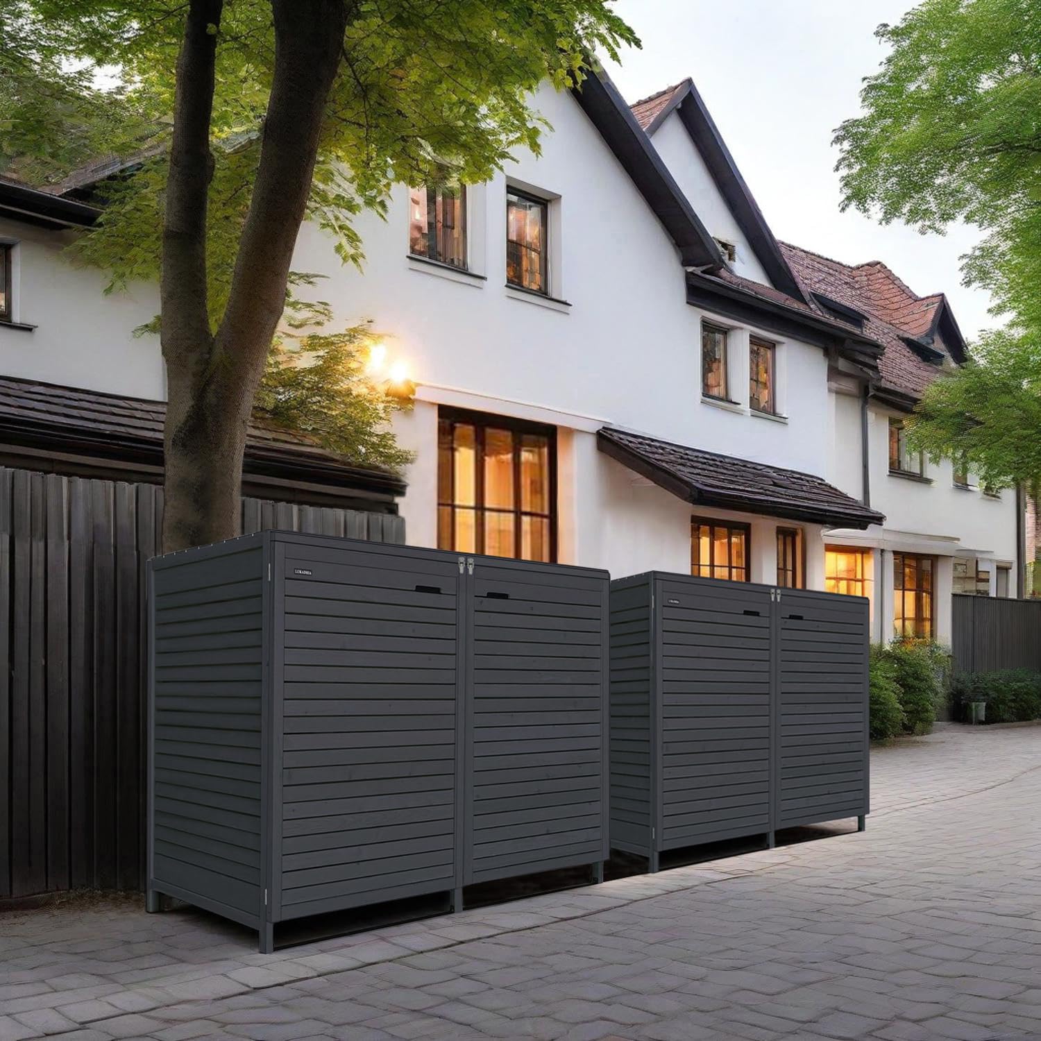 Mülltonnenbox Mülltonnenverkleidung Holz 240L für 4 Tonnen inkl. Rückwand vorimprägniert in anthrazit Müllcontainer Mülltonnenschrank Mülltonne ADRIA24