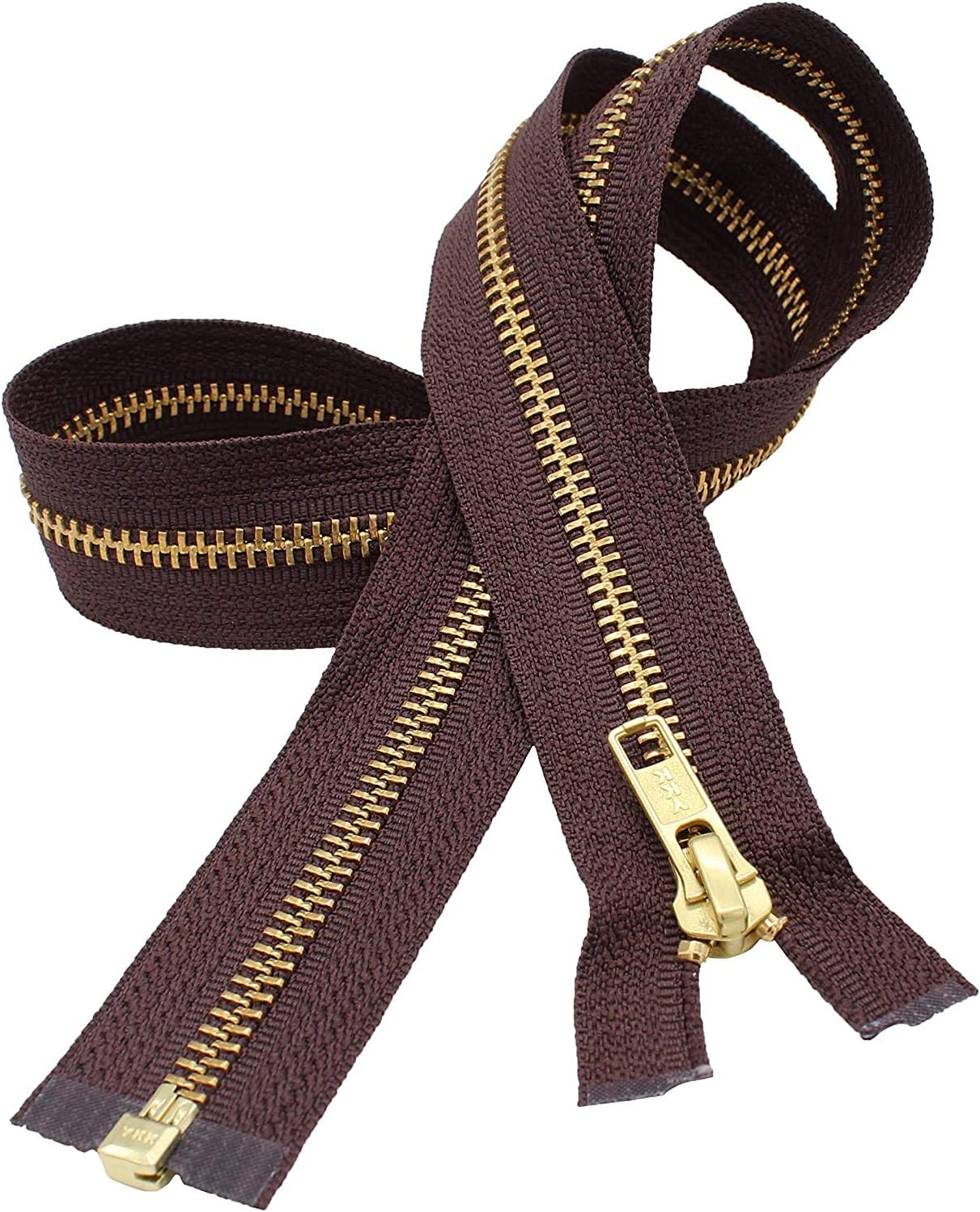 #5 Brass Brown 570 Metal Separating YKK Medium Weight Jacket Zipper - Color Brown - 1 Zipper Per Pack - Made in The United States - Choose Your Length (10" Inches)
