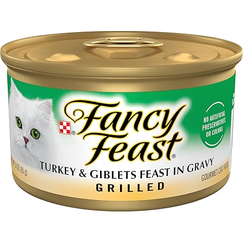 Purina Fancy Feast Grilled Wet Cat Food Turkey and Giblets Feast in Wet Cat Food Gravy - (Pack of 24) 3 oz. Cans