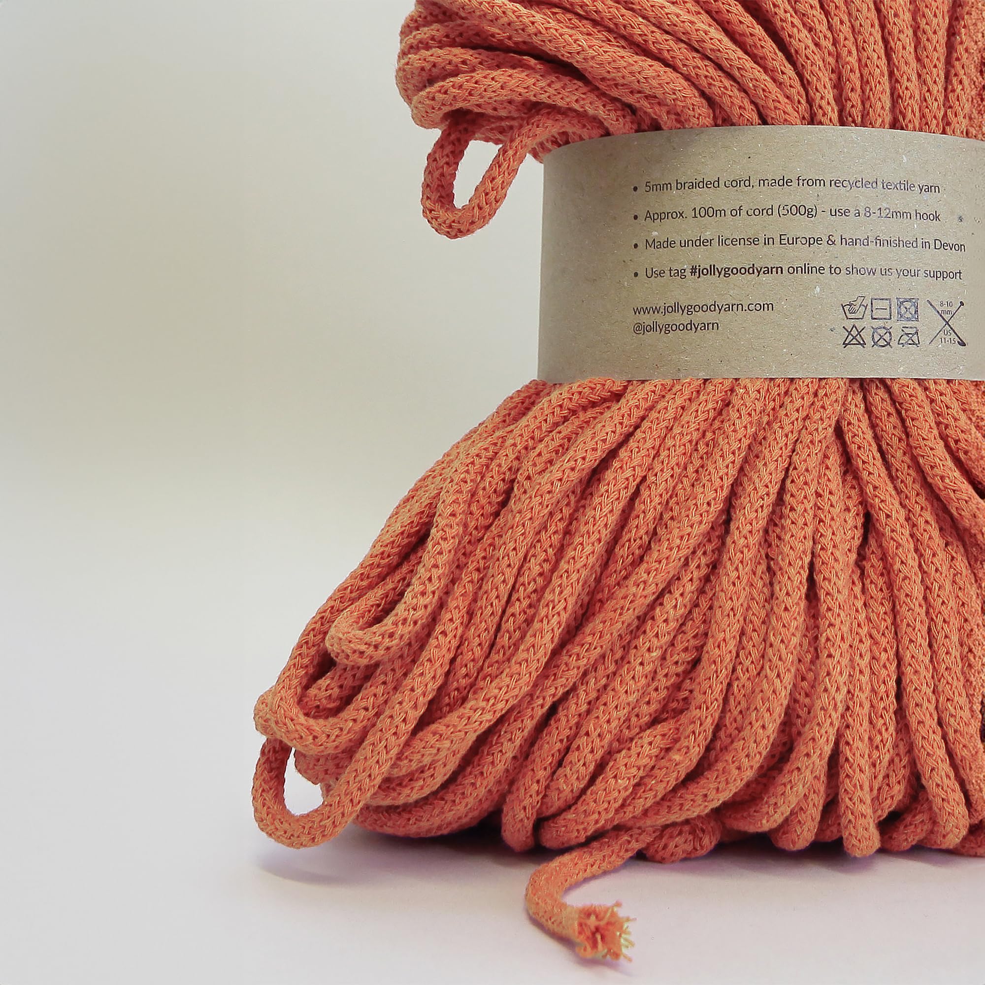 5mm Braided Macrame Cord Rope by Jolly Good Yarn, Soft Recycled Cotton, 100m (500g), Wall & Plant Hangers, Textile Jewellery - Image 2