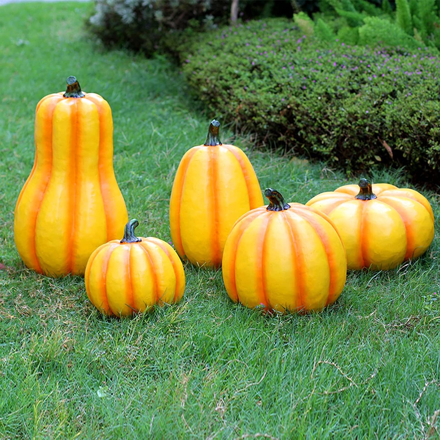 Garden Festival Pumpkins Statue-Artificial Vegetable Pumpkin Ornaments Fall Home Decor,for Halloween Thanksgiving Christmas Decoration (E)