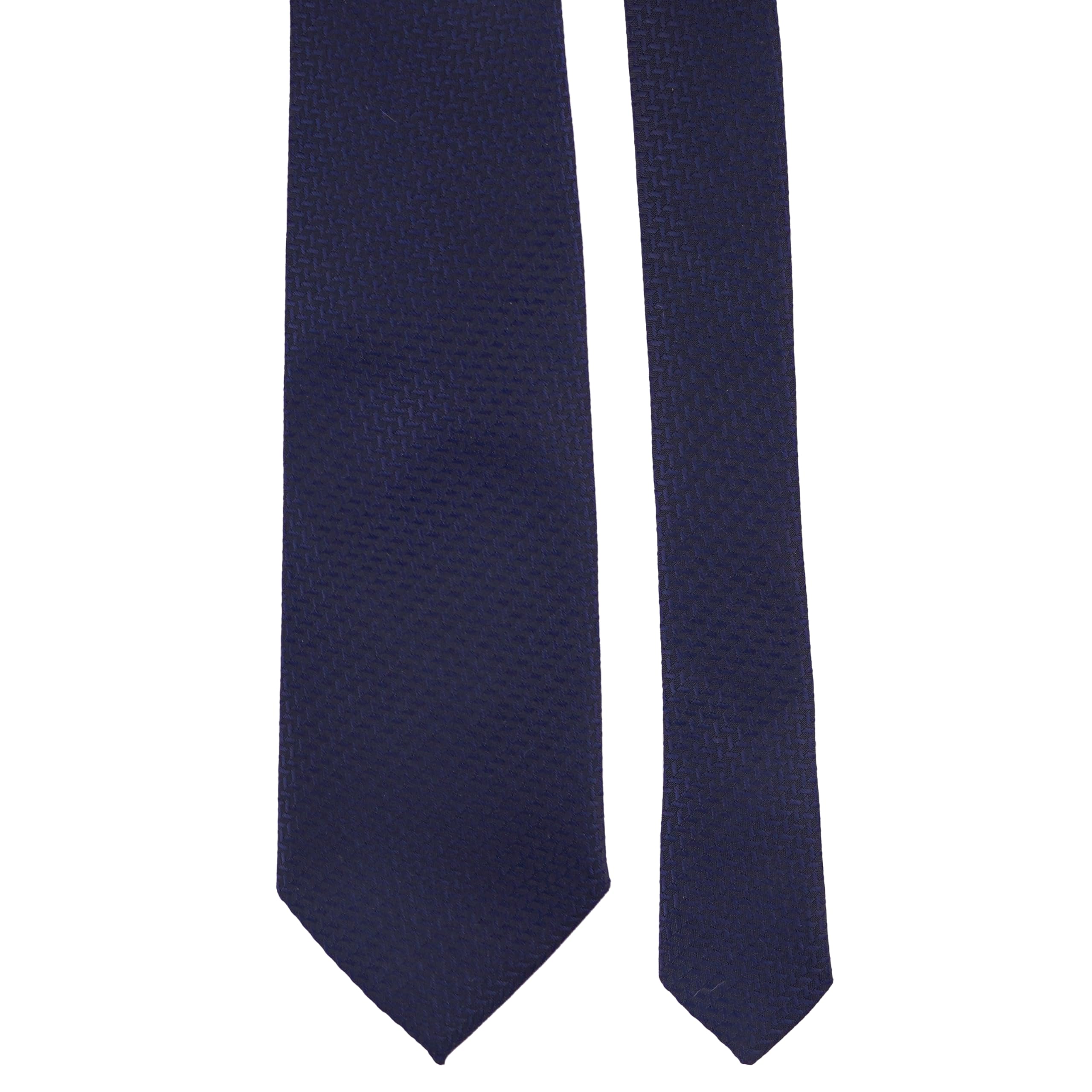 Calixto Mens Microfiber Navy Blue criss cross pattern Necktie With Pocket Square Cufflinks & Brooch Pin Formal Tie With Leatherite Box (Pack of 4) - Image 4 thumbnail