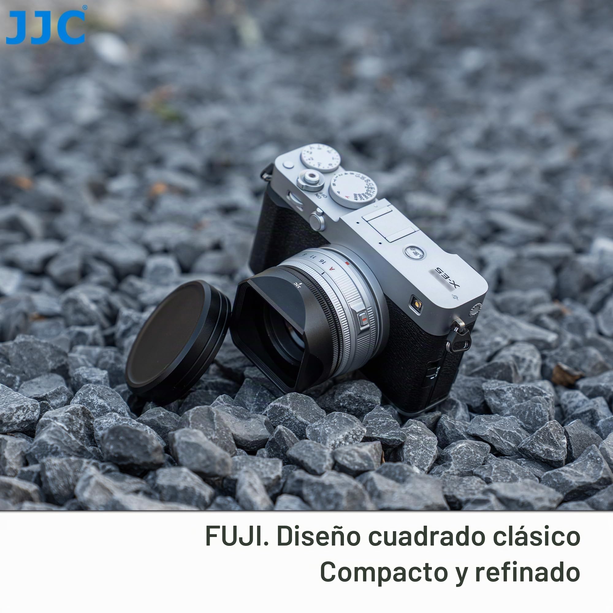 Parasol y Tapa metálicos JJC con Anillo Adaptador Compatible con Fujifilm XF 23 mm F2.8 R WR, XF 27 mm F2.8 R WR, Objetivo XF27 mm F/2.8, Compatible con filtros de Ф39 mm, sustituye al Fuji LH-XF27