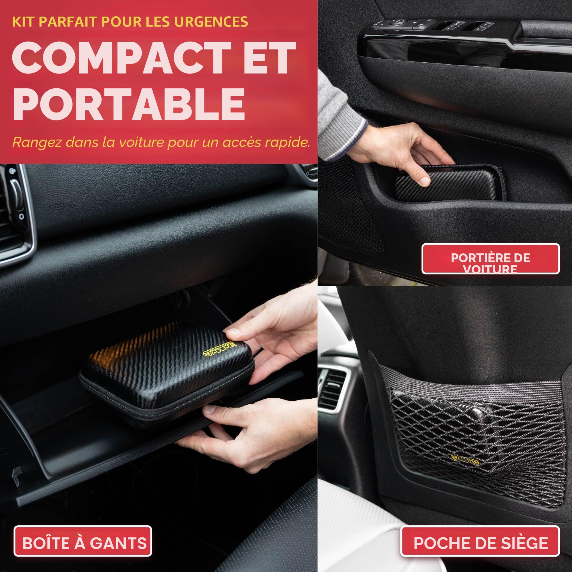 GADLANE Kit de réparation de pneus sans chambre à air – Kit de réparation de pneu plat de 7 pièces pour voiture, moto, camion, VTT, Jeep, tracteur et plus – Kit de réparation de crevaison de pneu de