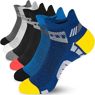 Ankle Socks Mens 5-8/9-11, Cotton Short Socks Mens,Trainer Socks for Men, Cushioned Sports Socks, Athletic Breathable Running Socks for Hiking, Cycling, Walking Multipack 6 Pairs