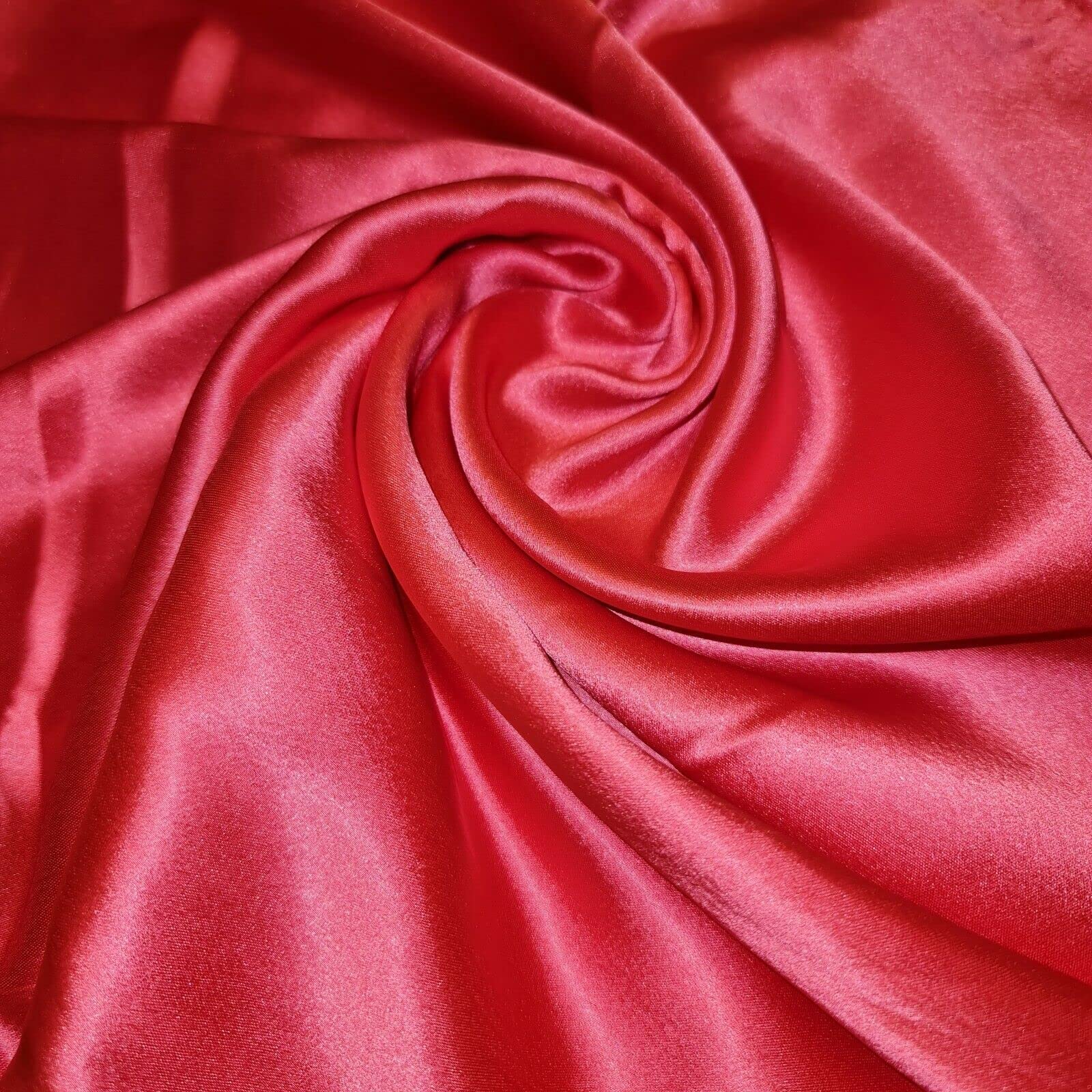 Glossy Charmeuse Silk Satin Bridal Dress Polyester Lining Craft Fabric 44" Meter (5 Meter, Neon Pink)